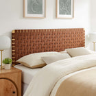 Modway Sparta Weave Vegan Leather Queen Headboard - Natural Brown-Wood Frame