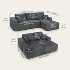 HOMCOM L-Shaped Sectional Sofa with Deep Seat - Dark Grey-Extra-deep seats provide space for lounging or curling up  