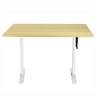 Ezywork - Bureau assis-debout électrique réglable en hauteur Manual de 140 cm (55 po) de long - Cadre blanc / Plateau en bois clair-Plateau de table monobloc 55" x 24" (140 cm x 60 cm)