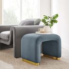 Modway Koda Performance Velvet Waterfall Stool - Brass/Cadet Blue-Stain-Resistant Fabric
