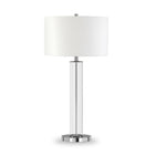 Hudson&Canal - Lampe de table Harlow de 74 cm de haut avec abat-jour en tissu, - Verre transparent/Nickel poli/Blanc-Design moderne et contemporain pour votre salon, espace de travail ou table de chevet
