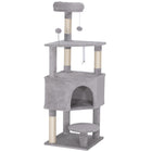 PawHut - Arbre à chat 54 po avec grand condo douillet, perchoir supérieur en peluche - gris clair-Tour à plusieurs niveaux avec condo et perchoir pour grimper, jouer et faire la sieste 