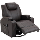 HOMCOM - Fauteuil de massage en cuir PU avec siège pivotant à 360 degrés - brun-Choisissez de la position verticale à n'importe quel angle (jusqu'à 150°), avec repose-pieds, contrôlé par la poignée 