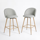 Homy Casa - Tabourets de bar hauteur comptoir de 26'' avec siège en tissu gris rembourré - Paquet de 2-Design Confortable : Dossier ergonomique et siège rembourré pour un confort durable.