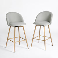 Homy Casa - Tabourets de bar hauteur comptoir de 26'' avec siège en tissu gris rembourré - Paquet de 2-Design Confortable : Dossier ergonomique et siège rembourré pour un confort durable.