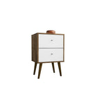 Manhattan Comfort Liberty 2.0 Nightstand, Rustic Brown/White (204AMC96)-Modern Nightstand for Bedroom or Living Room use.