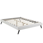 Modway Loryn Vinyl Full Bed Frame with Round Splayed Legs - White-Solid Wood Frame