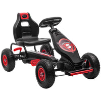 Aosom Kids Pedal Go Kart with Adjustable Seat and Shock Absorption - Red-Inflatable rubber wheels with suspension system 