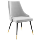 Modway Adorn Performance Velvet Dining Side Chair - Light Grey - 2 Pack-Durable Stain-Resistant Fabric