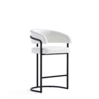 Manhattan Comfort - Augusta tabouret de comptoir moderne de 22,8" en similicuir rembourré - blanc-Tabouret de comptoir moderne avec dossier, parfait pour une utilisation au bar et dans la cuisine
