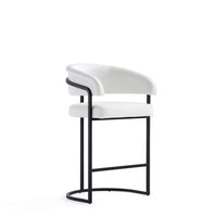 Manhattan Comfort - Augusta tabouret de comptoir moderne de 22,8" en similicuir rembourré - blanc-Tabouret de comptoir moderne avec dossier, parfait pour une utilisation au bar et dans la cuisine