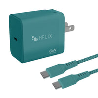 Helix USB-C + USB-A Wall Charger with Cable - 40W - Blue-40 Watt