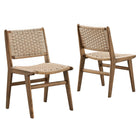 Modway - Saoirse Fauteuil de salle à manger en bois de corde tressée Ensemble de 2 - Noyer naturel-Corde tressée