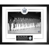 Frameworth Toronto Maple Leafs 1960s 100th Anniversary Black and White - Framed Print - 18.8" W x 22.8" H-Officially licensed by the NHL featuring the Toronto Maple Leafs dynasty of the 1960s - 4 Stanley Cups in 6 years including the iconic 1967 championship won in Canada's centennial year