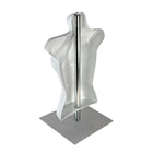 Azar Female White Plastic Bust Torso Mannequin - 12" Square Metal Base-Plastic vacuum form bust