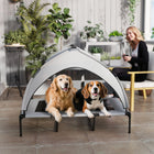PawHut  Portable Raised Pet Cot with Removable Canopy and Storage Bag - Grey-Breathable mesh to enhance comfort 
