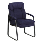 Flash Furniture – Chaise de réception en microfibre avec soutien lombaire et base traîneau, bleu marine (GO1156NVY)-Style contemporain