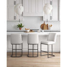 Manhattan Comfort - Serena tabouret de comptoir moderne en similicuir 45 cm - blanc - lot de 3-Cadre en métal avec finition noire mate