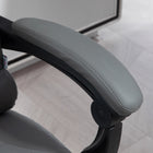 HOMCOM - Fauteuil de bureau exécutif inclinable en similicuir avec accoudoirs - gris-Roulettes pivotantes à 360 degrés pour un déplacement fluide