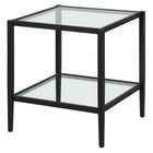 Hudson&Canal - Table d'appoint carrée Hera 50 cm de large avec étagère en verre - Bronze noirci-Le dessus a une capacité de poids de 40 lb, l'étagère peut supporter 20 lb