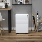 Vinsetto 3-Drawer Steel Lockable Filing Cabinet with Wheels - White-Top lock secures all drawers to protect sensitive documents, two keys included

