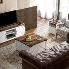 HOMCOM Lift Top Coffee Table with Hidden Compartment - White-Farmhouse style adds a charming, rustic touch to your decor