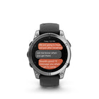 Garmin - fēnix E – 47 mm, acier inoxydable AMOLED avec bracelet en silicone noir-Construit selon la norme militaire américaine 810 pour la résistance thermique, aux chocs et à l'eau