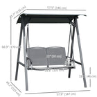 Outsunny - chaise balançoire de patio 2 places avec auvent réglable et cadre en acier résistant aux intempéries-L’angle de l’auvent est réglable
