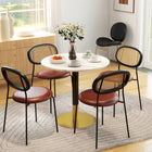 HOMCOM Round Dining Table with Faux Marble Top for Kitchen - White-Non-slip foot pad maintains stability and prevents floor scratches