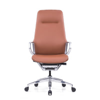 DecentLiving Full Height-Back Office Chair - Brown-Premium genuine leather office chair