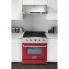 Kucht 30" KNG Series Pro Style Propane Gas Range - Stainless Steel/Red-Interchangeable oven door available in nine colors