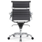 Plata Import - Antoni Chaise de Bureau Rembourrage en Cuir Cadre en Métal à Hauteur Réglable à Dossier Bas, Noir-Bras fixes