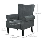 HOMCOM - Fauteuil d’appoint en tissu avec pieds en bois - accoudoirs roulés pour salon - gris foncé-Conçu avec un pied réglable pour rester stable sur un sol irrégulier  
