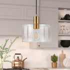 Hudson&Canal Henri 10" Wide Pendant with Glass Shade - Brass/Clear-Handcrafted brass finish is applied to the round metal base