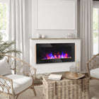 HOMCOM Wall-Mounted Electric Fireplace with Flame Effect and 7 Colour Backgrounds - Black-Adjustable LED flame with seven colours creates a cozy, year-round ambiance 