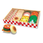 Melissa & Doug Ensemble de préparation de sandwichs en bois pour jouer avec les aliments -Émet un son « croquant » satisfaisant lorsque le couteau en bois inclus coupe les morceaux