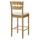 Modway - Jax Bois de chêne Tabouret de bar avec dossier ondulé en rasoir et coussin in Rayure d’avoine en chêne usé-Civières latéraux solides