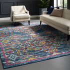 Modway Entourage Khalida Distressed Floral Lattice Area Rug - 8 ft W x 10 ft L - Blue Orange Yellow Red-Tight Low Pile Weave