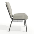 Chaise d'église de la série HERCULES de 21 po de largeur en tissu à pois gris avec étagère à livres - Cadre veine d'argent-Le siège en cascade réduit la pression sur vos jambes