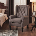 HOMCOM - Fauteuil d’appoint en tissu avec pieds en bois - accoudoirs roulés pour chambre à coucher - brun-Pieds en bois peints avec patins antidérapants offrant un équilibre supplémentaire 
