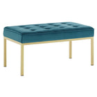 Modway - Loft Médium à jambe en acier inoxydable doré Performance Velvet Banc - Sarcelle dorée-Banc d’accent du milieu du siècle