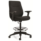 Staples - Tabouret à dossier moyen rembourré Newdale, Fusion en houille, noir-Tabouret à dossier moyen