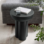 Modway Caspian Round Concrete Side Table - Black-Trefoil-Shaped Pedestal Base