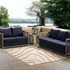 Modway Surge Swirl Abstract Indoor/Outdoor Area Rug - 8 ft W x 10 ft L - Light/Dark Beige-Tight Low Pile Weave