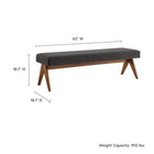 Modway Lyra 63" Fabric Upholstered Bench - Dark Grey-Padded Seat