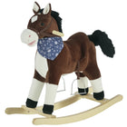 Qaba - Cheval à bascule en peluche pour enfants cowboy rocker - marron-Jouet à bascule traditionnel avec un design classique de cheval à bascule au look de cow-boy 