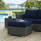 Modway - Sojourn Terrasse extérieure Ottoman Sunbrella in Marine en toile-Tissage en rotin synthétique