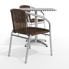 Flash Furniture – Table carrée de 27,5 po en aluminium avec 2 sièges en rotin, intérieur/extérieur (TLH28SQ020CHR2)-Garantie de 2 ans sur les pièces seulement