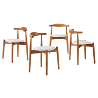 Modway Stalwart Dining Side Chairs - Dark Walnut/White - 4 Pack-Modern side dining chair