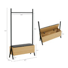 Manhattan Comfort - Paloma 38 po Placard Ouvert Suspendu Moderne Rembourré en Tissu Lin - Chêne Naturel-Comprend un banc à plateau relevable conçu pour un espace de rangement supplémentaire